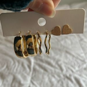 NWOT FAXHION Jewelry Gold Earrings 3 Pairs (Set 1/4)